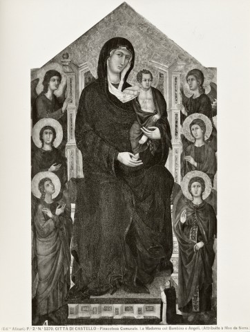 Alinari, Fratelli — CITTA' di CASTELLO - Pinacoteca Comunale. La Madonna col Bambino e Angeli. (Attribuito a Meo da Siena.) — insieme